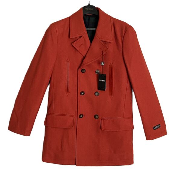 Lauren Ralph Lauren Men's 36S Classic Fit Double-Breasted Overcoat Orange NEW - Picture 1 of 11